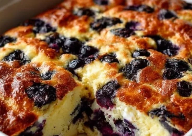 Blueberry Cottage Cheese Breakfast Bake served in a dish