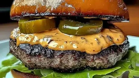 Creamy smash burger sauce with a tangy twist served on a delicious burger