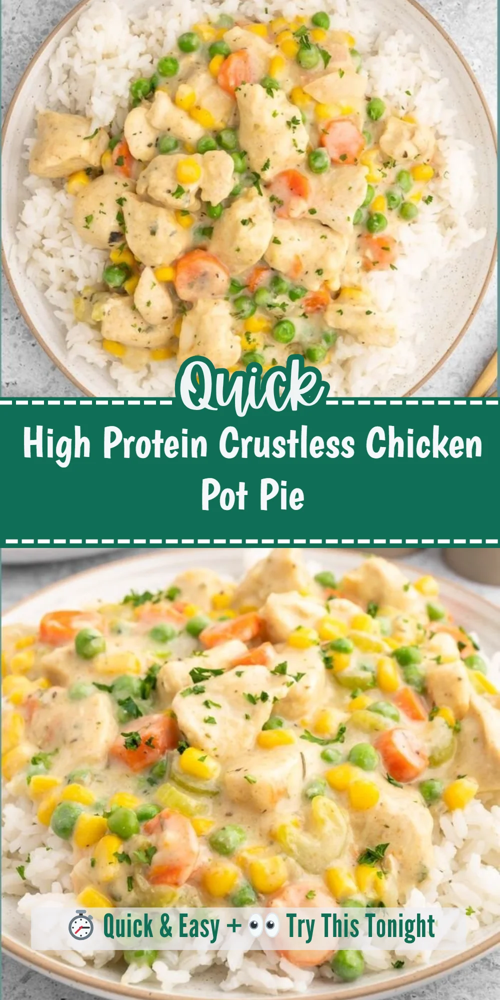 High Protein Crustless Chicken Pot Pie