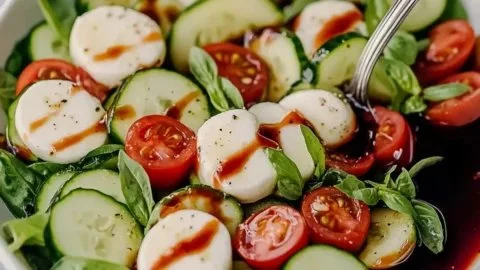Juicy Cucumber Caprese Salad: Best Summer Side