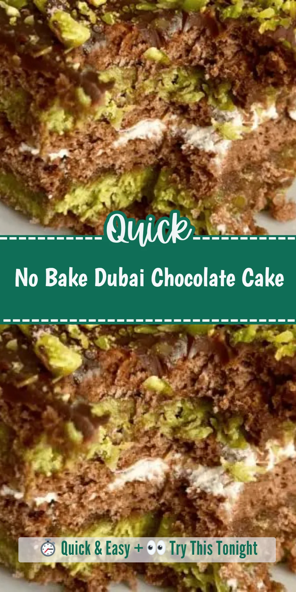 No Bake Dubai Chocolate Cake