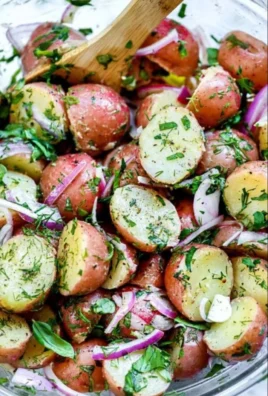 No Mayo Potato Salad with Herbs in a bowl ready for serving
