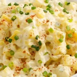 Delicious homemade potato salad served in a bowl