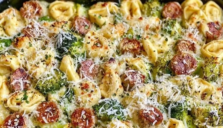 Sheet Pan Broccoli Tortellini Bake
