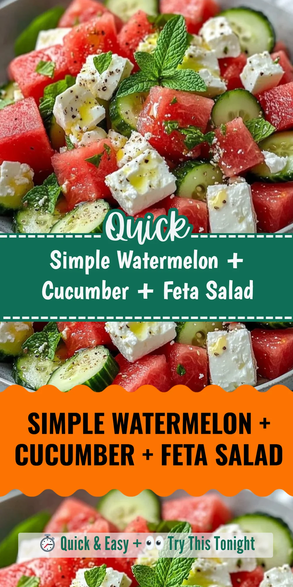 Simple Watermelon + Cucumber + Feta Salad