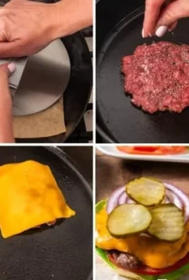 Delicious homemade Smash Burgers with toppings and grilling aroma.