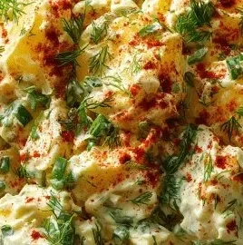 Delicious Southern potato salad served in a bowl