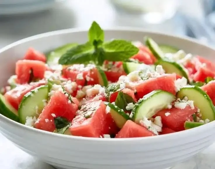 Summer Salad with Watermelon, Cucumber, and Feta