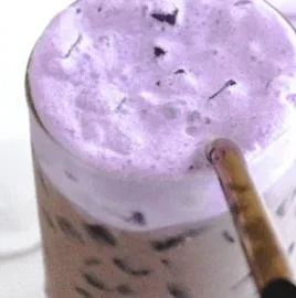 Delicious Ube Cold Foam topping on a coffee drink