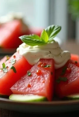 Fresh Watermelon Cucumber Feta Salad served in a bowl with mint leaves