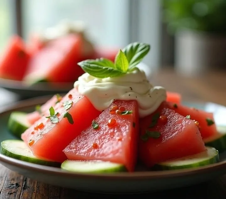 Watermelon Cucumber Feta Salad
