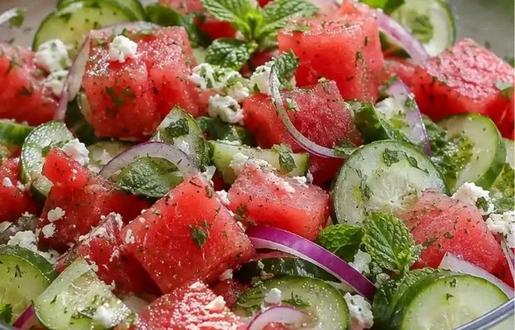 Watermelon Cucumber Salad