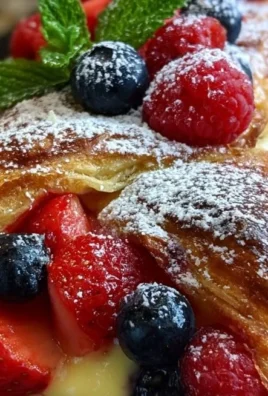 Delicious berry custard strudel with fresh berries and creamy filling