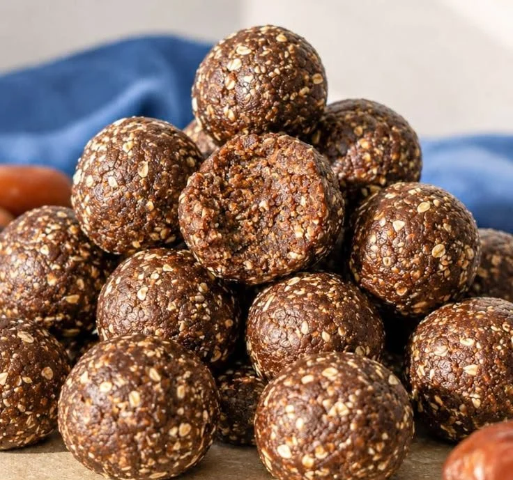 Homemade Date Energy Balls with nuts and seeds for a healthy snack