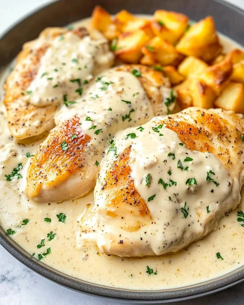 Delicious easy cream cheese chicken dish on a plate