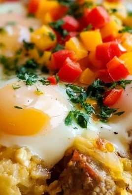 Easy eggs skillet with sausage and hash browns served in a pan.