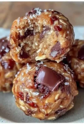 No-bake peanut butter oat energy bites with dark chocolate chips