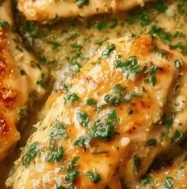 Delicious Garlic Butter Chicken served on a plate with herbs and spices.