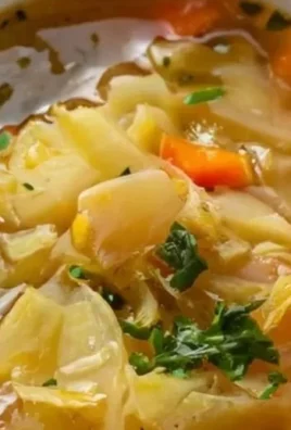 Bowl of healing cabbage soup filled with fresh vegetables and spices