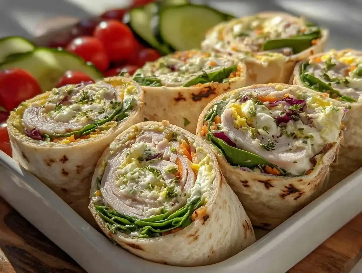 Healthy high-protein turkey pinwheels ready to be enjoyed