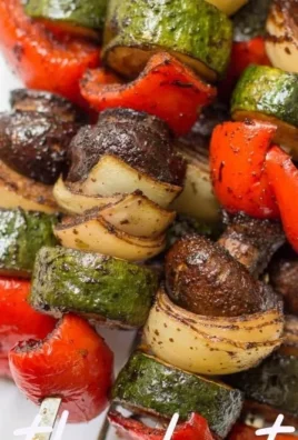 Colorful healthy vegetable kebabs on skewers ready for grilling