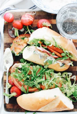 Delicious Herring Po’ Boy sandwich served with fresh ingredients
