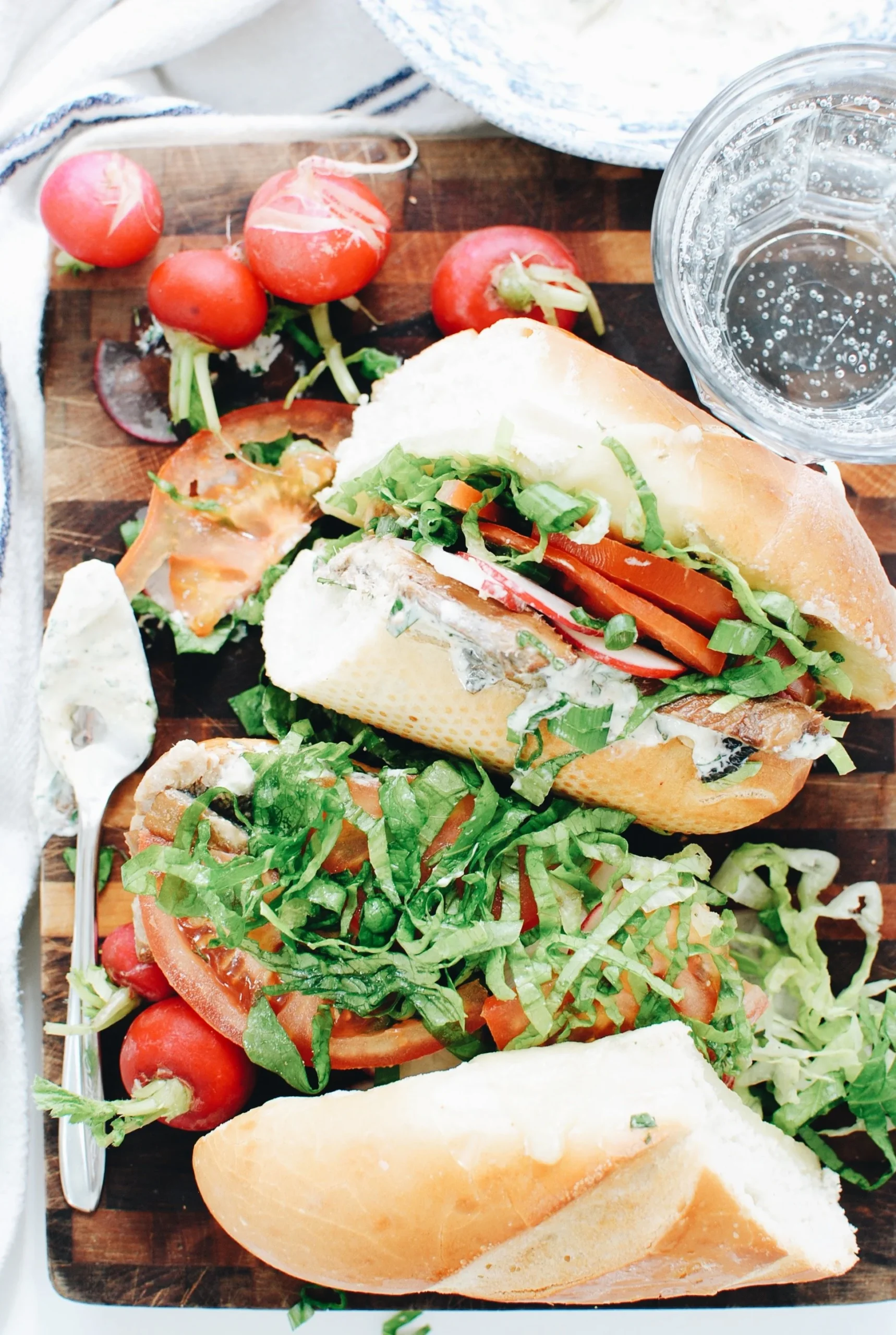 Delicious Herring Po’ Boy sandwich served with fresh ingredients