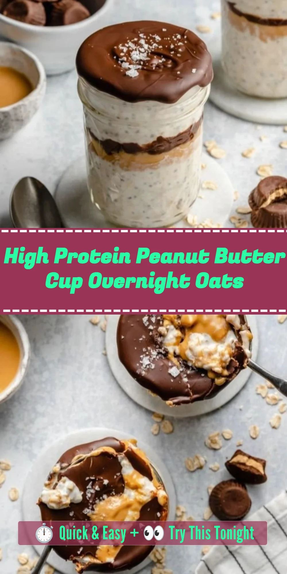 High Protein Peanut Butter Cup Overnight Oats