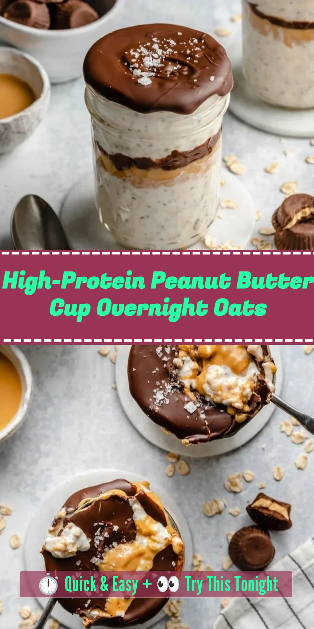 High-Protein Peanut Butter Cup Overnight Oats