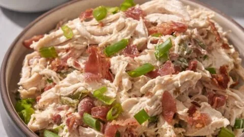Delicious bowl of Jalapeño Popper Chicken Salad with fresh ingredients