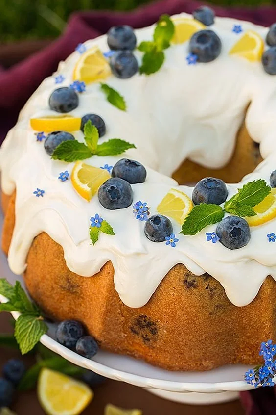 Lemon Blueberry Bundt Cake with Cream Cheese Icing | Summer Desserts, Summer Dessert, Fun Desserts