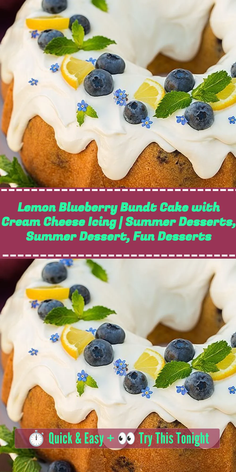 Lemon Blueberry Bundt Cake with Cream Cheese Icing | Summer Desserts, Summer Dessert, Fun Desserts