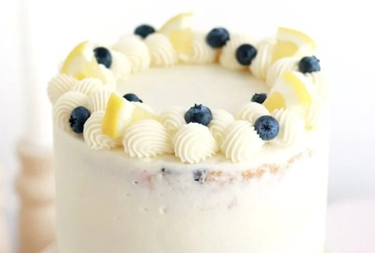 Delicious lemon blueberry cake with fresh blueberries and lemon zest