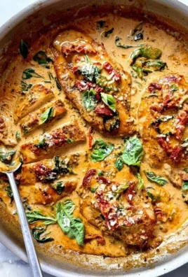 Delicious plate of Marry Me Chicken with creamy sauce and herbs