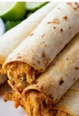 Oven baked chicken taquitos served with salsa and garnished with cilantro