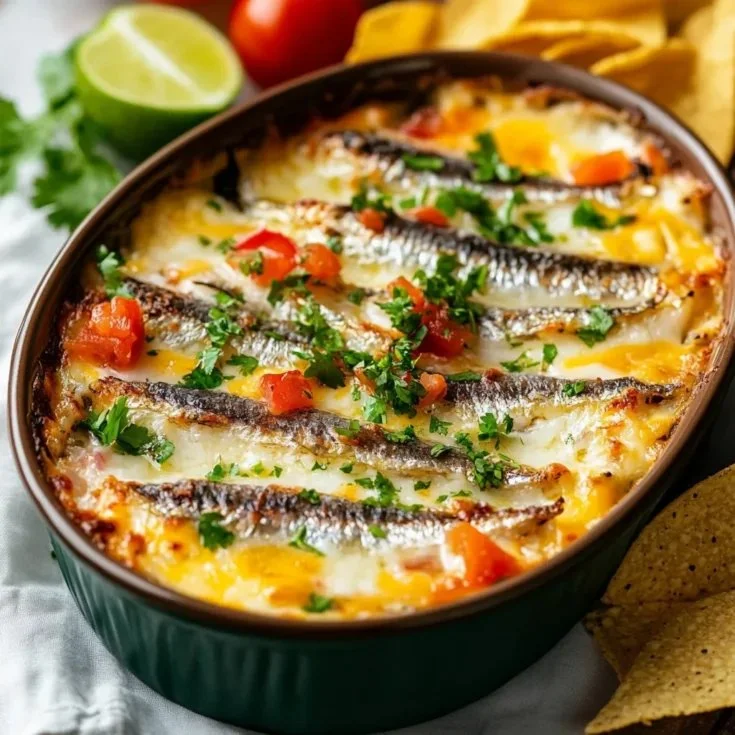 Sardine Margarita Bake dish with fresh ingredients and vibrant presentation.