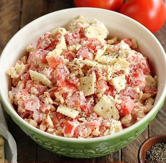 Fresh Tomato Cracker Salad with vibrant tomatoes and crunchy crackers