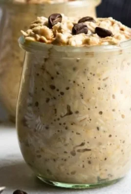 Delicious Vanilla Cold Brew Coffee Overnight Oats in a jar