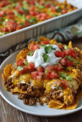 Delicious Walking Taco Casserole topped with cheese and toppings ready to serve.